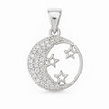 Ciondolo Luna e Stelle in Argento 925 con Zirconi