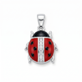Ciondolo Coccinella in Argento 925 con Smalto e Zircone