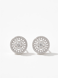 Orecchini Bottone Halo in Argento 925 con Zirconi