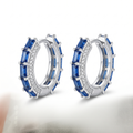 Orecchini a Cerchio in Argento 925 con Zirconi Blu