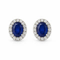 Orecchini Punto Luce con Zaffiro Blu e Halo in Argento 925