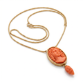Collana con cammeo in corallo e catena veneziana in oro